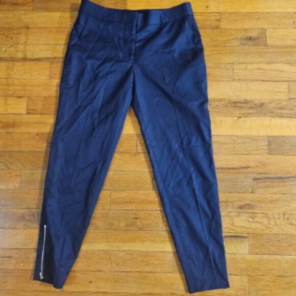 Women's Stella McCartney Navy Wool Ankle Pants US 4 EU 36 with Silver Zippers - Picture 1 of 6